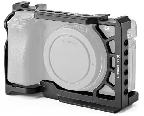 K&F CONCEPT Kamerakäfige Kompatibel mit Sony A6500/A6400/A6300/A6000 | mit integriertem Arca-Swiss-Schnellwechselsystem,1/4- und 3/8-Gewinden,Kaltschuhen sowie ARRI-Arretierbolzen