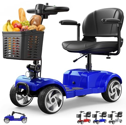 Seniorenmobil 4 Rad Klappbar Elektromobil 20km Reichweite bis 150kg, Blau
