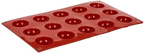 Silikomart | SF005 Molde de silicona para Monoporciones SEMISFERA, antiadherente, 15 cavidades, Pack de 1 Molde para tartas, ø 40 h 20 mm, Made in Italy