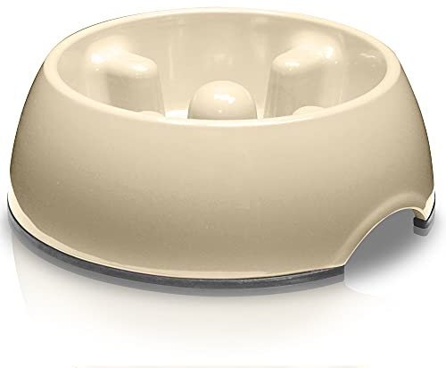 Dogit Go Slow Anti-Gulping Dog Bowl, White, X-Small