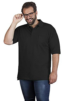 Heavy Poloshirt mit Brusttasche Plus Size Herren, Schwarz, 4XL