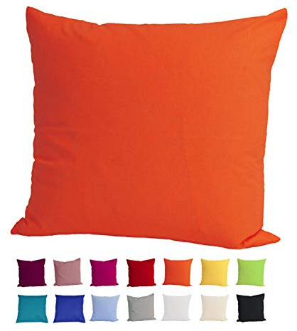 beties Basic Kissenbezug ca. 80x80 cm Kissenhülle 100% Baumwolle in vielen fröhlichen Uni-Farben (orange)