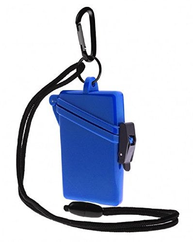 WITZ STRANDSAFE - Wasserdichter Badesafe blau [1 Stück] Strandbox Schwimmsafe mit Karabinerhaken und Nylonschnur