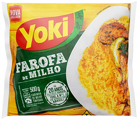 Yoki- Farofa de Milho - Harina de Maíz Especiada- Condimentada - Producto Brasilero- 500 Gramos
