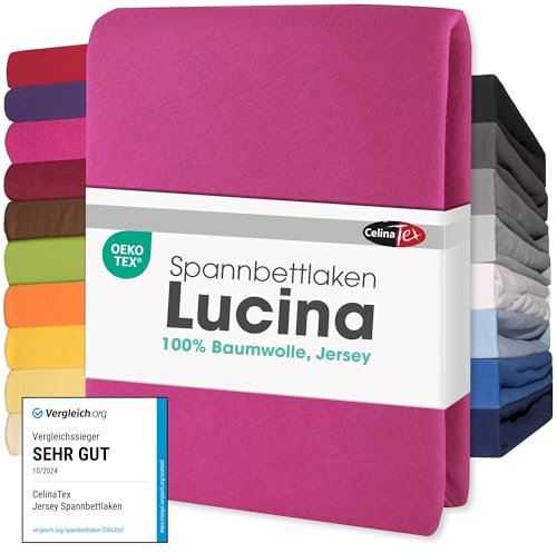 CelinaTex Jersey Topper Spannbettlaken Lucina 200x200-200x220cm pink 100% Baumwolle gekämmt bis 12cm Matratzenhöhe Spannbettbezug, Leintuch, Bettlaken, elastisch, Strech, Oeko-Tex