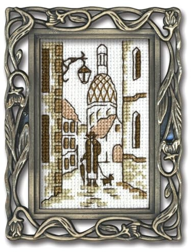 RTO FA014 Kirche Kreuzstichset mit Rahmen, Baumwolle, Mehrfarbig, 4x7 cm