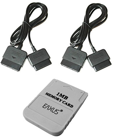 Playstation 1 Memory Card 1MB Speicherkarte + 2x Controller Verlängerungskabel