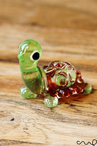 redchocol8 Handmade Glass Turtle Tortoise Gloss Garden Pot Decor Ornament Small Cute Figurine