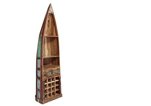 MASSIVMOEBEL24.DE Nature of Spirit Regal Boot Indisches Altholz, Farbe:Mehrfarbig lackiert, Größe:60x48x206 cm (BxTxH)