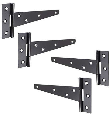 2 Pairs of Black 150mm/6 Heavy Duty Tee Hinges