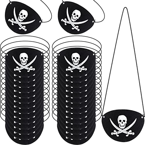 Pirate Eye Patches Black Felt One Eye Skull Captain Eye Patches for Halloween Christmas Pirate Theme Party (12 Pieces)