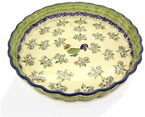 Bunzlauer keramik Tarte- oder Quiche-Form 23 cm (Dekor Hahn)