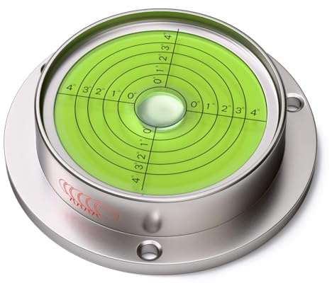 Grüne runde Metall-Dosenlibelle mit Flansch, 90 mm Durchmesser | 90 mm, grün: Flanschlibelle zum Prüfen zweier Richtungen an Geräten