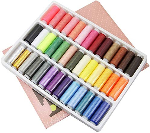 Filo da cucito (39 colori assortiti), filo forte per cucitura a mano della macchina per cucire, set di bobine di filo in poliestere avanzato, forniture per cucire colorate