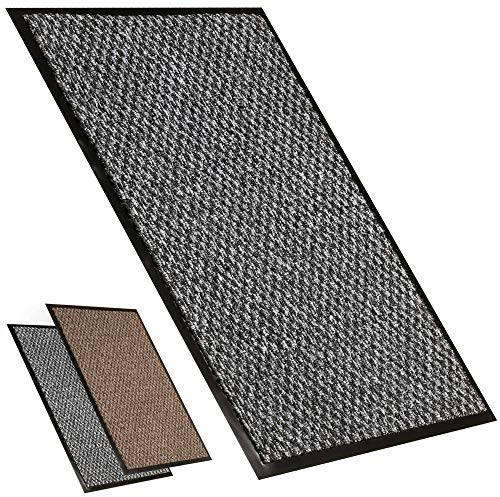 Kitcch Zerbino Esterno Interno | Tappeto Ingresso Asciugapassi | Facile da Pulire | Antiscivolo per la Casa | Welcome Grigio 60x80cm