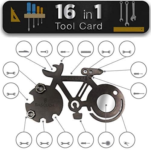 Bascuda Stainless Steel 16-in-1 Bicycle Shape Small Outdoor Survival Tool