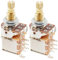 Musiclily Pro Brass Full Metric Sized Split Shaft Control Pots B500K Push/Push Linear Taper Potentiometers for Guitar (Set of 2)