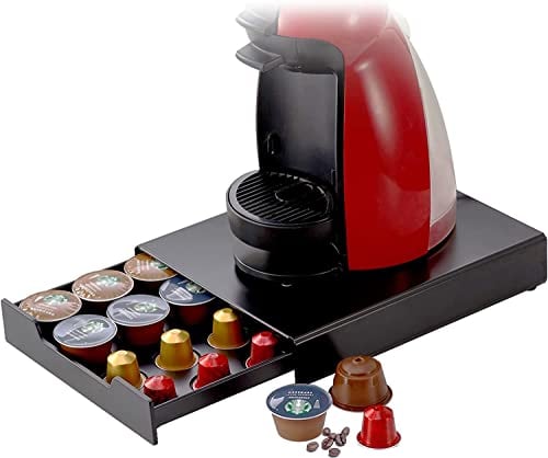 Dolce Gusto Schubladen für Kaffeekapseln, kaffeekapselhalter zur Aufbewahrung von Nespresso Kaffeekapseln, Kapselhalter für 20 Kapseln, Schublade mit rutschfeste Füße, schwarz