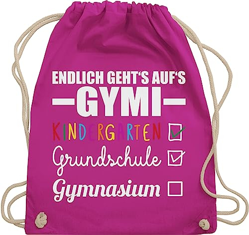 Shirtracer Turnbeutel Rucksack - Schulanfang & Einschulung Geschenk - Endlich geht's auf's Gymi - weiß/bunt - Unisize - Fuchsia - schulwechsel beutel übertritt gymnasium schulbeutel mädchen 1. klasse