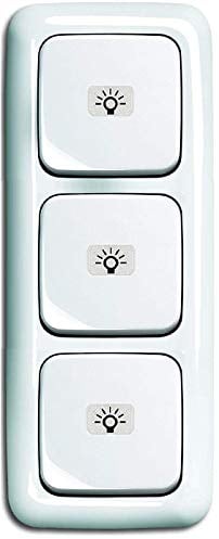 Busch-Jaeger (Original) Lichtschalter Komplett-Set (3xLicht-Taster) mit Licht Symbol -permanent beleuchtet - 3xTaster/Tastschalter 2020 USGL+3fach Rahmen Reflex SI alpinweiß - 3x2145 LI (Symbol LICHT)