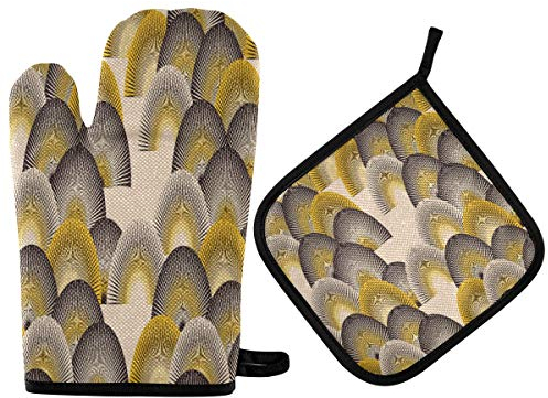 TropicalLife Hajie Topfhandschuh-Set, hitzebeständig, mit Schlaufe zum Aufhängen, Gelb
