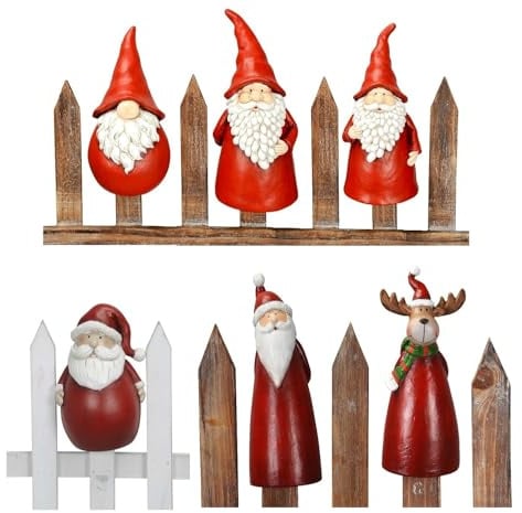NETPROSHOP Zaunhocker Zaunfigur Nikolaus Weihnachtsmann und Co., H: 17-20cm versch Designs, Auswahl:Elch