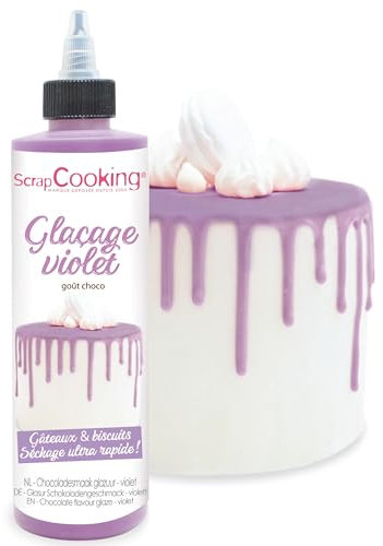 SCRAP COOKING - Glaçage Violet Prêt à l’Emploi 130g - Goût Chocolaté & Séchage Rapide - Pour Pâtisseries, Gâteaux, Biscuits, Desserts, Dripcake - Halloween - 4706