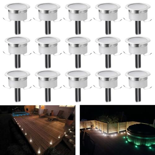 LeClubLED Kit spots LED E04 tout inclus, Spot 39.5mm 1 watt 12V, Spot Extérieur Encastrable Etanche dimmable, éclairage patio balisage marches piscine éclairage décoratif (Blanc Neutre, 21 spots)