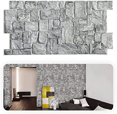 Grace Baltic - 3D-Wandpaneele für Innenwanddekoration, nicht klebend, dünn und elastisch, PVC-Kunst (12, Grauer Backstein)