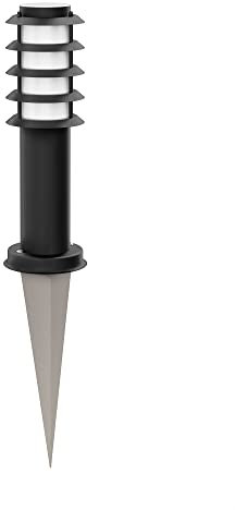 ledscom.de Wegelicht/Pollerleuchte/Gartenleuchte PORU mit Erdspieß für außen, IP44, Gitter, 39cm, schwarz, 1 x E27 max. 60W