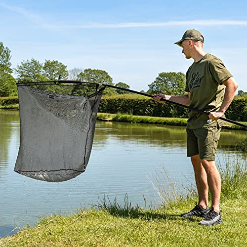ATLAS Épuisette 107 cm - Filet de Pêche de la Carpe en 2 Parties | Manche en Carbone | Robuste | Accessoires de Pêche à la Carpe