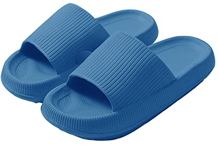 Yeeteepot Herren Damen Badeschlappen Cozislides Dusch Badeschuhe Bequeme Home Slippers Wolke Hausschuhe Badelatschen Sommer rutschfeste Pantoffeln, Blau 42/43 EU