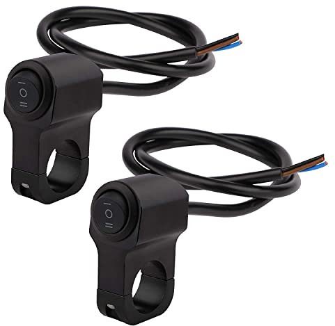 RUNCCI-YUN 2pcs Interruttore per Moto 12V, 22mm Interruttore Manubrio Moto,interruttore luce freno fendinebbia ON-OFF-ON Interruttore a Pulsante 12V,per Veicoli Elettrici, Corse ATV, Moto(Nero)