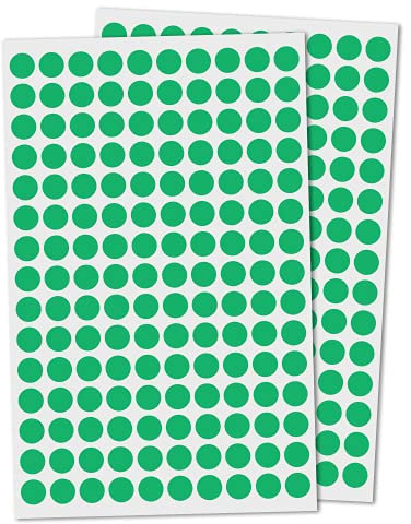 10mm Klebepunkte Etiketten Aufkleber Selbstklebende - (15.000 Stück, Grün)