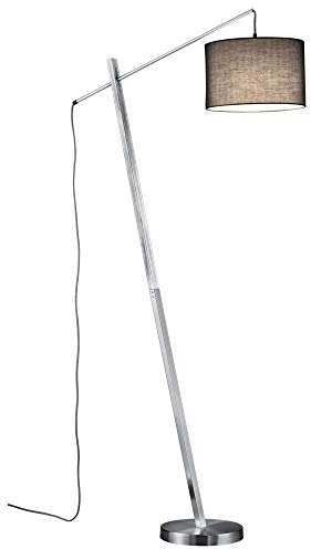 etc-shop Stehleuchte Stehlampe Beistellleuchte Standleuchte Wohnzimmerlampe, Metall Nickel matt Textil grau, 1x E27 Fassung, TxH 80x163cm