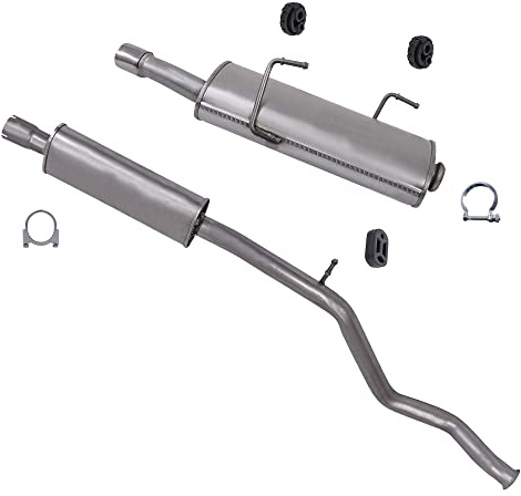 ATEC Germany Auspuff Schalldämpfer Set 1x Mittelschalldämpfer, 1x Endschalldämpfer, mit Montagematerial Kompatibel mit PEUGEOT 206 CC (2D)