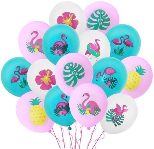 Luftballons Flamingo, 45 Stück 12 Zoll Latex Flamingo Ballons, Ballon Rosa Weiß Blau, Flamingo Party Dekoration, Hawaii Ballons für Geburtstags Party Sommer Tropical Strandparty Zubehör
