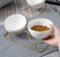 Anseom Bol Chat en Ceramique Gamelle Chat Surélevée en Ceramique Céramique Gamelle pour Chat Gamelle Chat Chien avec Support en métal Bol de Nourriture pour Chat en céramique Gamelle (Bol Double)