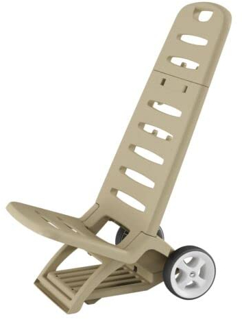 URBNLIVING 2-in-1 Faltbarer Trolley-Stuhl, Liegestuhl, mit Rollen, für Pool und Strand, Beige