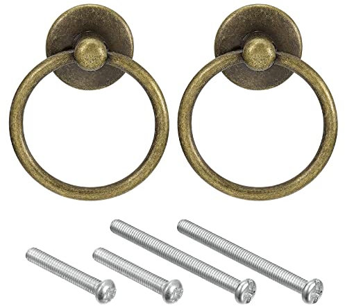 QUARKZMAN 2Stk Rund Ring Griffe Schubladen Knöpfe Bronze Kreis Schublade Handgriffe Einzelnes Loch für Kommode Schrank Kleiderschrank