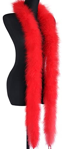 Federboa zum Basteln, MoreChioce 2m Flauschige Marabu Federstola Feder-Girlande Samba Federschal für DIY Nähen Kunsthandwerk Party Girlande Dekoration Mädchen Verkleidung Zubehör,Rot