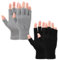2 Pair Fingerless Gloves, Winter Half Finger Gloves Thickened Cashmere Warm Glove Knit Touchscreen Warm Stretchy Mittens Fingerless Glove for Men and Women Black+Grey