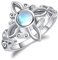 Hexen Knoten Ringe Sterling Silber Hexen Magische Knoten Ringe Mondstein Ich liebe Sie 100 Sprachen Projektion Keltische Ringe Hexe Wicca Pagan Schmuck für Frauen Mädchen (Mondstein, 10)