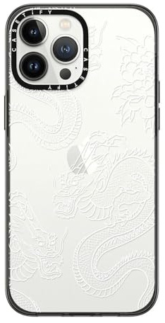 CASETiFY Kompakte iPhone 13 Pro Max Hülle [2 x Fallgetestet in Militärqualität, 1,2 m Fallschutz] – Drachen – durchsichtiges Schwarz, (CTF-9017505-16005121)