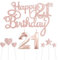 Personalised Rose Gold Happy 21st Birthday Cake Topper with Number 21 Birthday Candles Star Cupcake Toppers Cake Decorations Set - (Set 9)