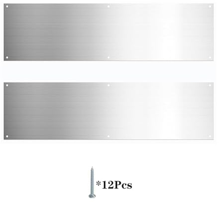 BBTISG 2 Pcs Brushed Stainless Steel Kickplate Door Protection, 16 Inch Metal Plate Door Protector Kick Plate Brushed for Indoor and Outdoor Door