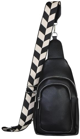 simaranda Bodybag Damen modischer Crossover Rucksack Brusttasche Bauchtasche Gürteltasche mit breiten Gurt 26 (Schwarz)