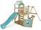 WICKEY Spielturm Klettergerüst SeaFlyer mit Schaukel & pastellblauer Rutsche, Outdoor Kinder Kletterturm mit Sandkasten, Leiter & Spiel-Zubehör für den Garten