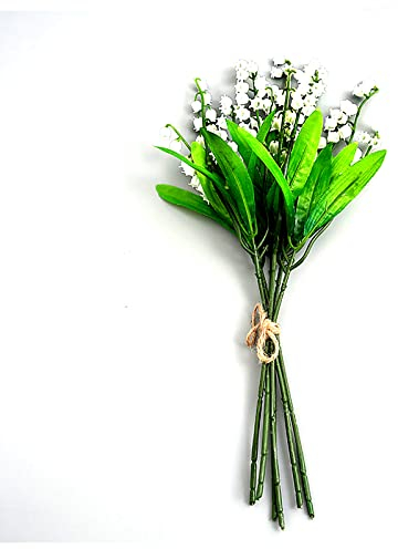 NLDGR 6er-Pack Künstliche Weiße Glocken-Orchideen, Künstliche Weiße Glockenblumen, Windspiel-Orchidee, Hochzeitsstrauß, Latex-Blume, Künstlicher Blumen-Hochzeitsstrauß (1)