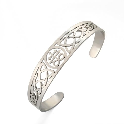 EUEAVAN Leviathan Kreuz Armband Siegel von Luzifer Armband Siegel des Satans Armreif Keltischer Knoten Armband Schwefel-Siegel Gothic Schmuck Amulett Frauen Männer (Leviathan-Kreuz-Armband silber)
